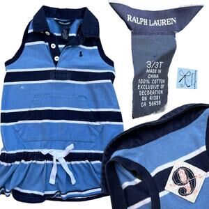 Ralph Lauren Striped Polo Preppy Tennis Pickleball Dress Kids Sz 3/3T
